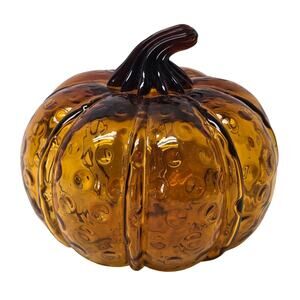 Vibrant Hand Blown Glass Pumpkin 7" Holiday Fall Home Decor Decorative Gourd